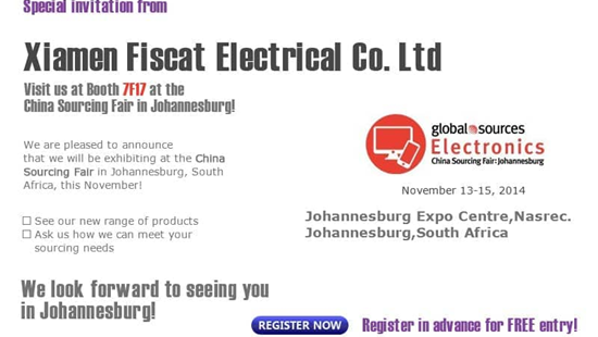 Fiscat asistirá a Global Source Electronics en Johannesburgo (sudáfrica) del 11 al 19 de noviembre de 2014